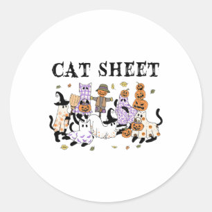 Black Cats In Ghost Costume Funny Cat Sheet Hallow Classic Round Sticker