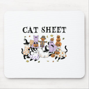 Black Cats In Ghost Costume Funny Cat Sheet Hallow Mouse Pad