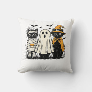 Black Cats in Halloween Costumes � Ghost, Witch, a Cushion