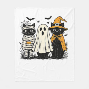 Black Cats in Halloween Costumes � Ghost, Witch, a Fleece Blanket