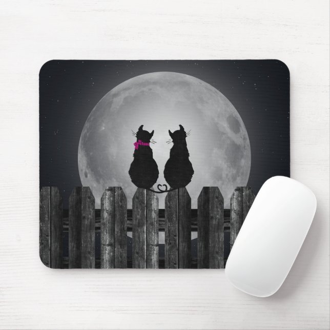 Black Cats in Moonlight Mouse Pad (With Mouse)