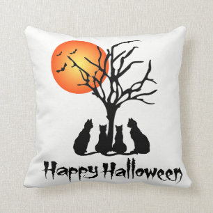 Black Cats In The Moonlight Cushion