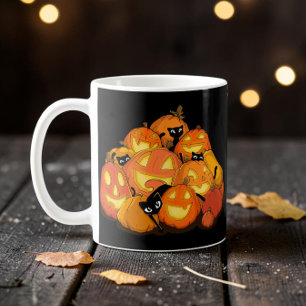 Black Cats in the Pumpkin Patch Cute Halloween Coffee Mug