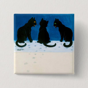 Black Cats in the Snow, Louis Wain 15 Cm Square Badge