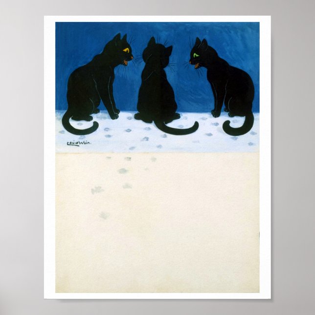 Black Cats in the Snow, Louis Wain Poster (Front)