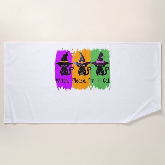 Black Cats In Witch Hats Essential T-Shirt Beach Towel (Front)