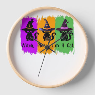 Black Cats In Witch Hats Essential T-Shirt Clock