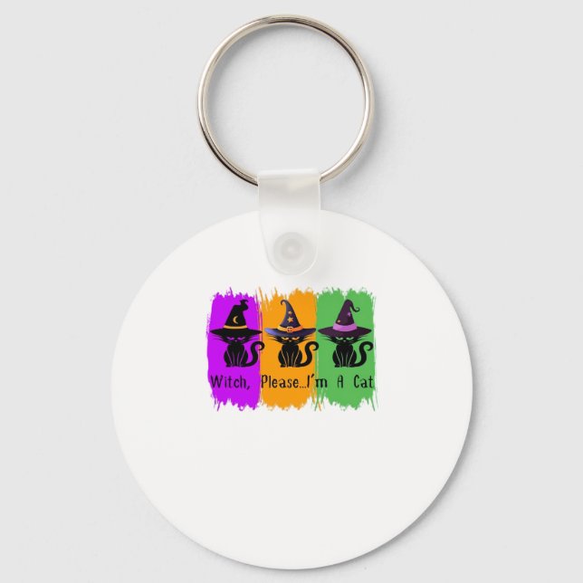 Black Cats In Witch Hats Essential T-Shirt Key Ring (Front)