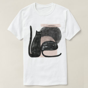 Black cats minimalist illustration, cat modern art T-Shirt