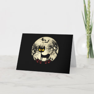Black Cats Moon Pumpkin Funny Halloween Horror Card