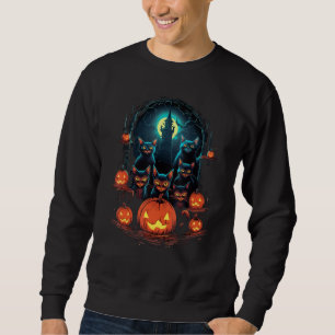 Black Cats Moon Pumpkin  Halloween Horror 1 Sweatshirt