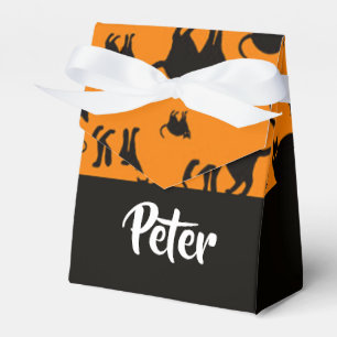 Black cats on orange favour box