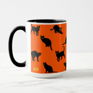 Black cats on Orange Mug