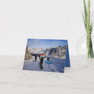 Black Cats On Snowboards Folded Greeting Card