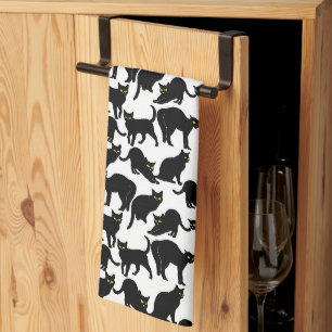 Black Cats on White Tea Towel