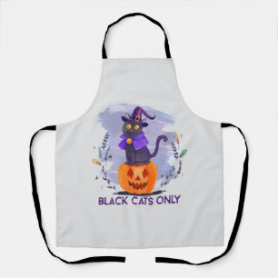 Black Cats Only – Witch Cat on Jack-O’-Lantern Apron