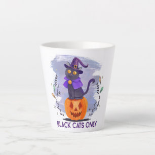 Black Cats Only – Witch Cat on Jack-O’-Lantern Latte Mug