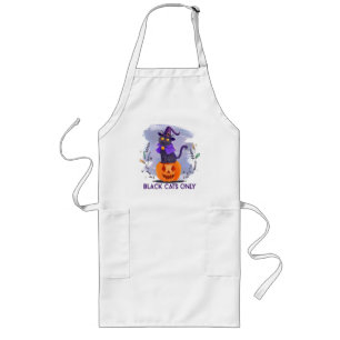 Black Cats Only – Witch Cat on Jack-O’-Lantern Long Apron