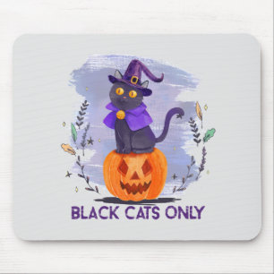 Black Cats Only – Witch Cat on Jack-O’-Lantern Mouse Pad