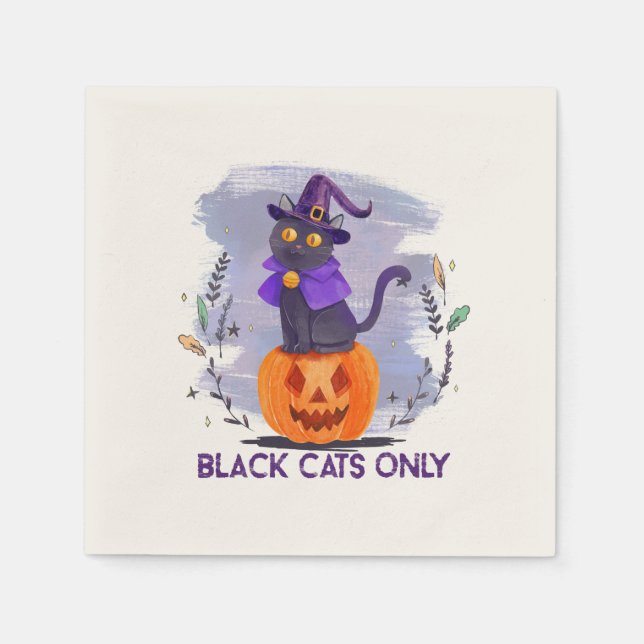 Black Cats Only – Witch Cat on Jack-O’-Lantern Napkin (Front)