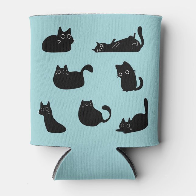 Black Cats Pattern Can Cooler (Front)