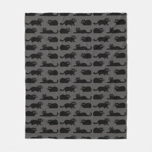 Black Cats Pattern   Cool Kitties Black and Grey Fleece Blanket