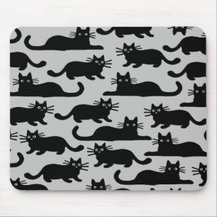 Black Cats Pattern Mouse Pad