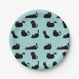 Black Cats Pattern Paper Plate