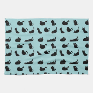Black Cats Pattern Tea Towel