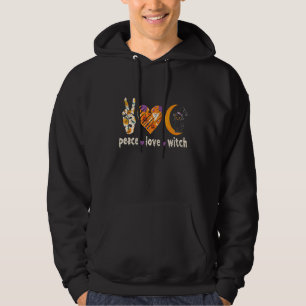 Black Cats Peace Love Witch Haloween Hoodie