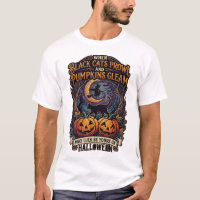 Black Cats Prowl Pumpkins Gleam Halloween Witch Cr