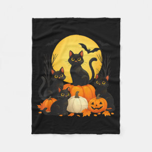 Black Cats Pumpkin Halloween Costume Men Women Fleece Blanket