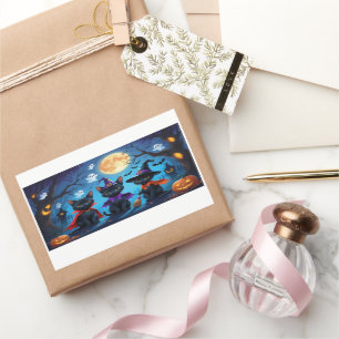 Black Cats Pumpkin Halloween Funny Rectangular Sticker