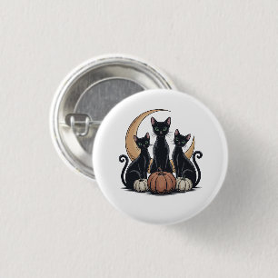 Black Cats Pumpkin Moon Gothic Halloween Button