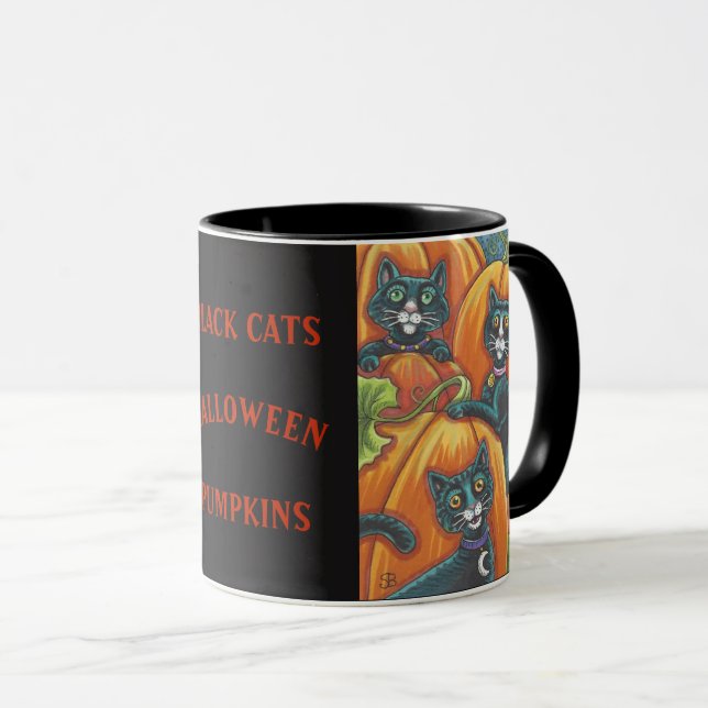 Black Cats Pumpkin Patch HALLOWEEN MUG *Customise (Front Right)