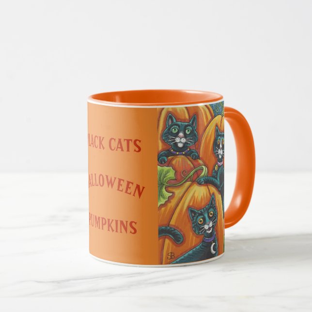 Black Cats Pumpkin Patch HALLOWEEN MUG *Customise (Front Right)