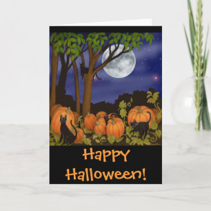 Black Cats & Pumpkins Halloween Card