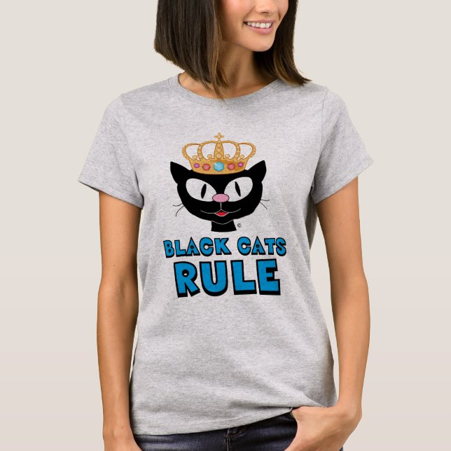 Black Cats Rule Cat Lover T-Shirt (Front)