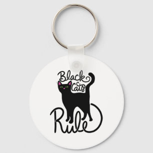 Black Cats Rule Fun Black Cat Mum Cute Key Ring