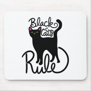 Black Cats Rule Fun Black Cat Mum Cute Mouse Pad
