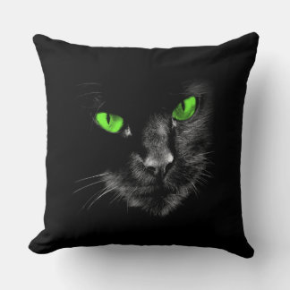 Black Cats Rule - Green Eyes Cushion