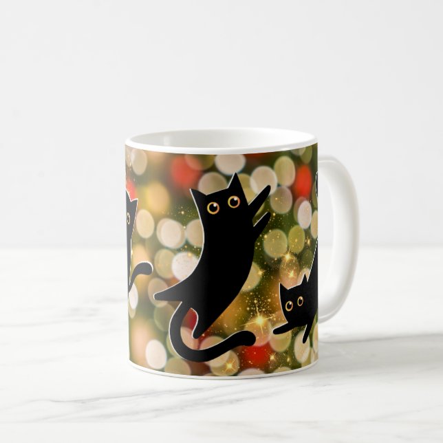 Black Cats Rule! Mini-panther love for Christmas! Coffee Mug (Front Right)