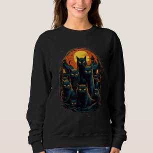 Black Cats Scary Moon Halloween Horror Sweatshirt