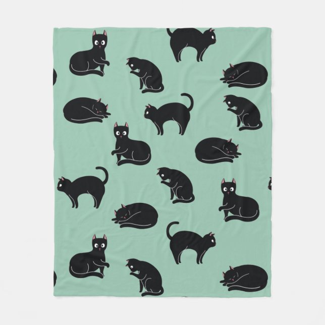 Black Cats Seamless Pattern Fleece Blanket (Front)
