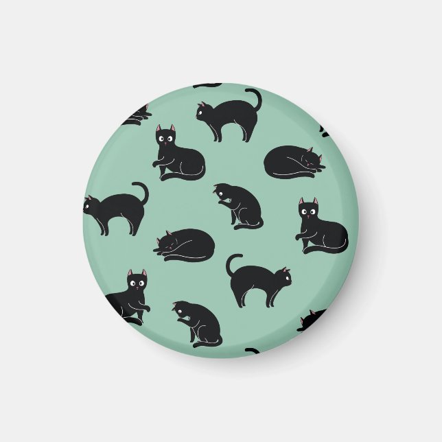Black Cats Seamless Pattern Magnet (Front)