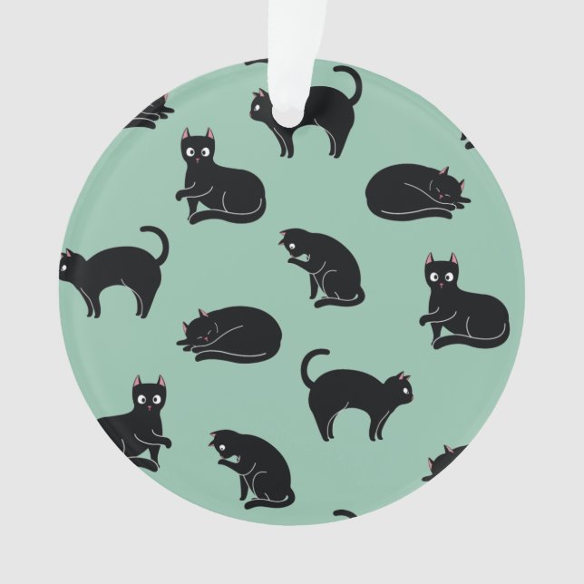 Black Cats Seamless Pattern Ornament (Front)