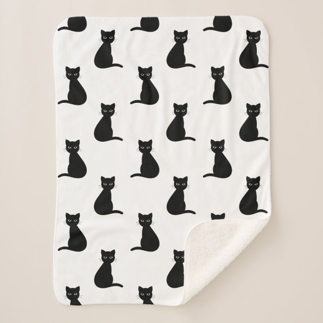 Black cats Sherpa Blanket (Front)