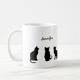 Black cats silhouettes personalized coffee mug