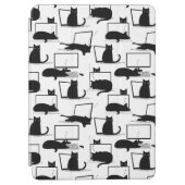 Black Cats Sitting on Laptops Pattern iPad Air Cover (Front)