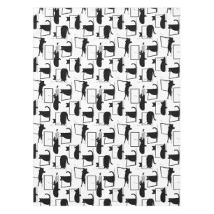 Black Cats Sitting on Laptops Pattern Tablecloth